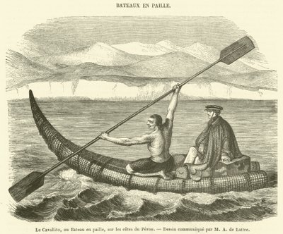 Le Cavallito, oder Strohkahn an den Küsten von Peru (Gravur) von French School