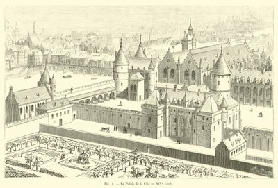 Der Palast der Stadt im 14. Jahrhundert von French School