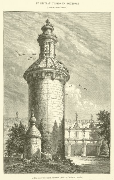 Der Taubenschlag des alten Schlosses von Usson (Stich) von French School