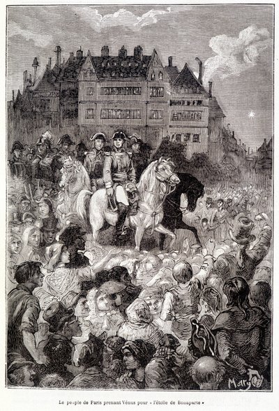 Das Volk von Paris hält Venus für „den Stern von Bonaparte“ - in „Les terres du ciel“ von Camille Flammarion, ed. Marpon & Flammarion, Paris von French School