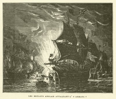 Die englischen Brandstifter greifen die Armada an von French School