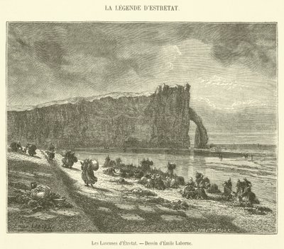 Die Wäscherinnen von Etretat (Stich) von French School