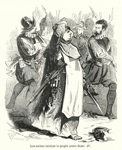 Die Mönche hetzen das Volk gegen Heinrich IV. von French School