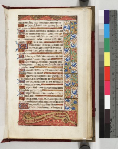 Lewis E 113 f.20r Dekorierte Textseite mit dem Motto Ohne Loyalität ist alles verloren von French School