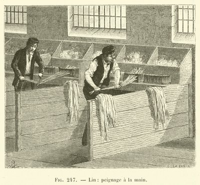 Flachs, Kämmen von Hand von French School