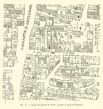 Wohnsitz des Prévôt von Paris, nach dem Plan von Truchet von French School