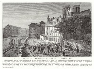 Plünderung des Palastes des Erzbischofs von Paris, 15. Februar 1831 von French School