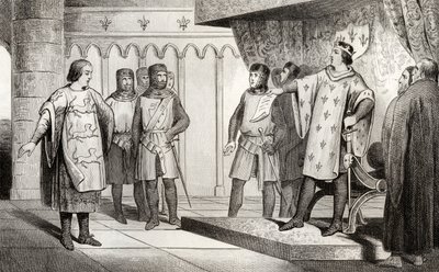 Ludwig VIII. (1187-1226) der Löwe empfängt einen Gesandten seines Feindes Heinrich III. (1207-72) von England, aus 