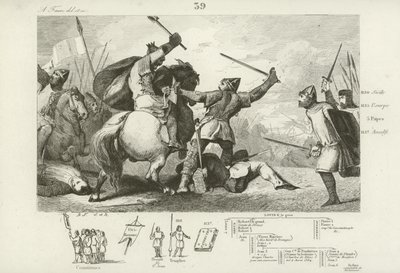 Ludwig VI. von Frankreich kämpft gegen die Engländer in der Schlacht von Brenneville, 1119 von French School