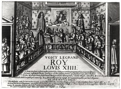 Ludwig XIV. (1638-1715) spricht Recht (Xylographie) von French School
