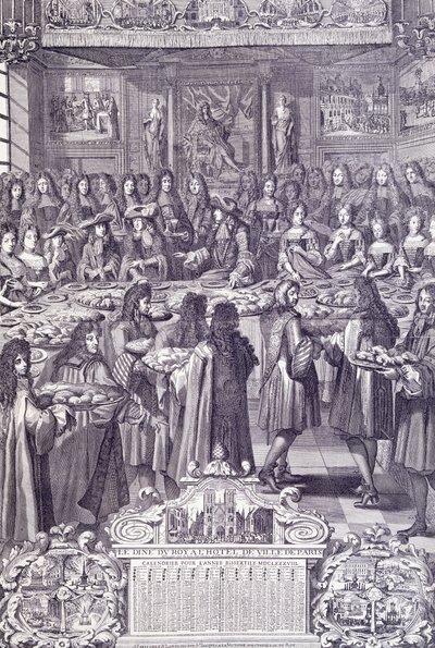 Ludwig XIV., Liebe und Freude seines Volkes, Gravur aus Almanacco von French School