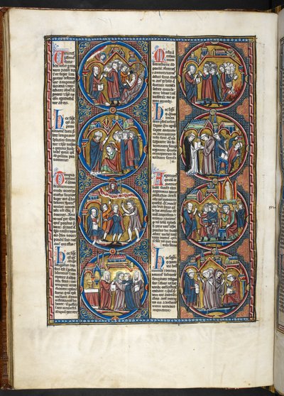 MS. Harley 1527, f.80v, Miniaturen aus der Bible moralisée von French School