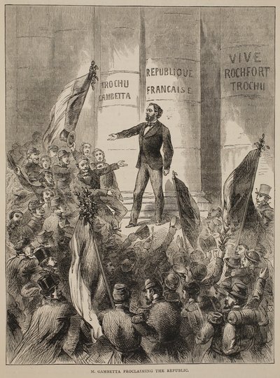 M. Gambetta proklamiert die Republik, September 1870, Illustration aus Cassells Geschichte des Krieges zwischen Frankreich und Deutschland, 1870-1871 von French School