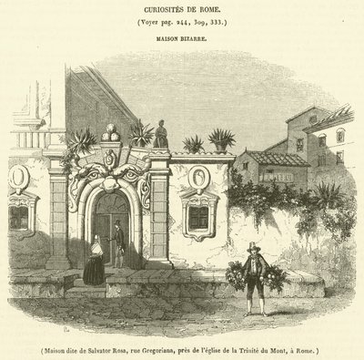 Haus genannt Salvator Rosa, Rue Gregoriana, nahe der Kirche Trinità dei Monti, in Rom von French School