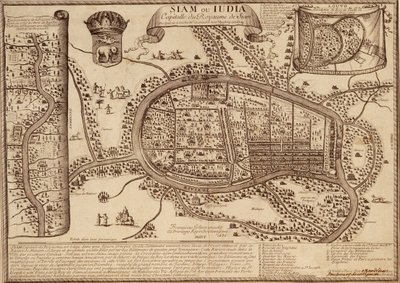 Karte von Ayutthaya, 1686 von French School