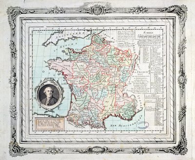 Karte der Regionen und Bezirke Frankreichs, bekannt als die Carte de Necker, 1789 von French School