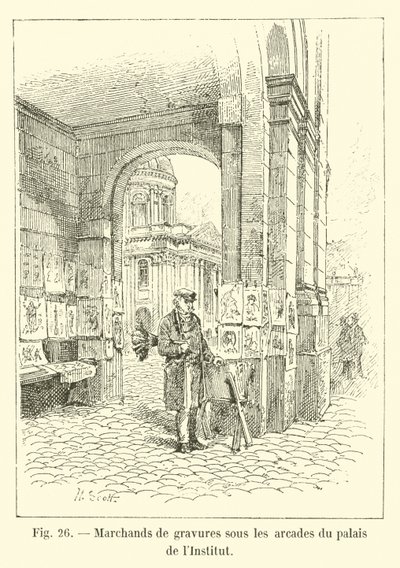 Gravierhändler unter den Arkaden des Palais de l