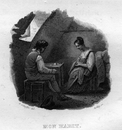 Mon habit Chanson de Béranger in „Œuvres complètes“ (1834) von Pierre Jean de Béranger (1780-1857), französischer Dichter und Liedermacher. von French School