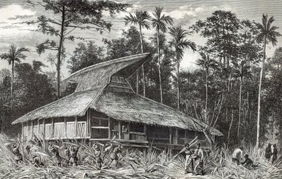 Moschee in Dodinga, Neuguinea, Illustration aus der Zeitschrift Le Tour du Monde, 1879 von French School