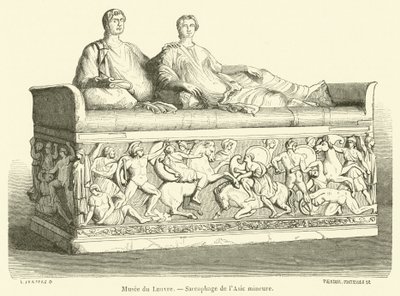 Louvre-Museum, Sarkophag aus Kleinasien (Gravur) von French School