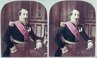 Napoleon III (1808-73), ca. 1860, kolorierte stereoskopische Fotografie, aufgenommen zwischen 1860 und 1870 von French School