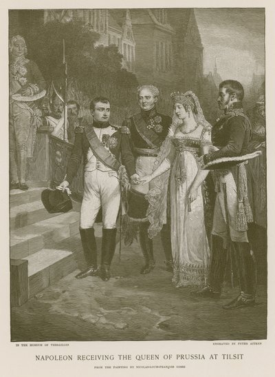 Napoleon empfängt die Königin von Preußen in Tilsit von French School