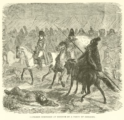 Napoleon bei Brienne von einer Gruppe Kosaken überrascht (Stich) von French School