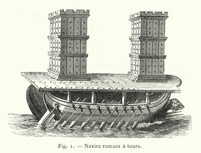Römisches Schiff mit Türmen von French School