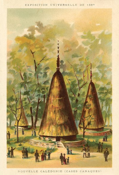 Neukaledonien (Kanak-Hütten), Weltausstellung 1889, Paris von French School