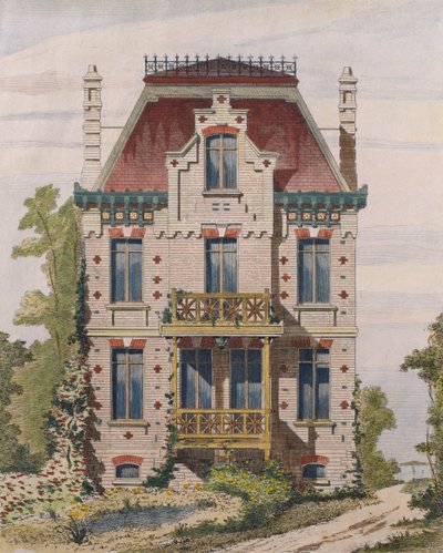 Normannische Villa in Villers-sur-Mer, Normandie, Illustration aus Le Moniteur des architectes, 1883 von French School