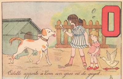 Odette bringt Tom einen großen Beinknochen, um 1920 von French School