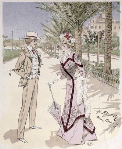 Auf der Promenade des Anglais, Nizza, Februar 1899 von French School