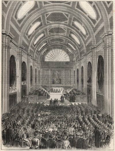 Paris, Palais de Justice - La salle des pas perdus während einer offiziellen Zeremonie - Gravur in „Tableau-de-Paris“ von Edmond Texier 1852 von French School