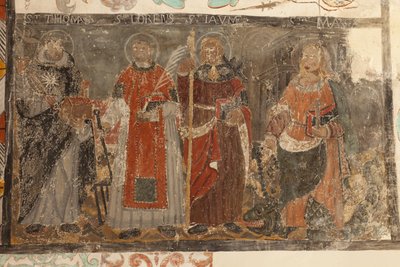 Pfarrkirche (Església de la Mare de Déu de Solers). Innenraum. Die Schiffe. Wandmalereien. Detail. 16. Jahrhundert (?). von French School