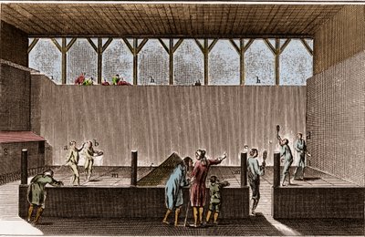 Paulmerie - Spiel von Palm und Schneeschuhen - Jeu de Paume kurz - „La Grande Encyclopedie, ou Dictionnaire Raisonne des Sciences, des Arts et des Metiers“ von Denis Diderot und Jean d