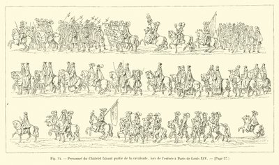 Personal des Châtelet als Teil des Festzugs bei der Einfahrt von Ludwig XIV. nach Paris von French School