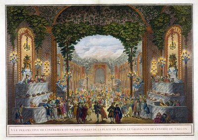 Perspektivische Ansicht des Inneren eines der Räume des Place de Louis le Grand, Ansicht des Eingangs zum Salon von French School