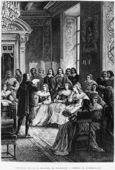 Pierre Corneille (1606-84) liest Polyeucte im Hotel de Rambouillet, ca. 1880 von French School