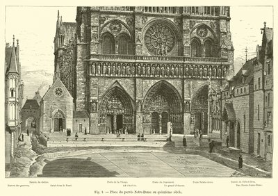 Platz des Parvis Notre-Dame im 15. Jahrhundert von French School