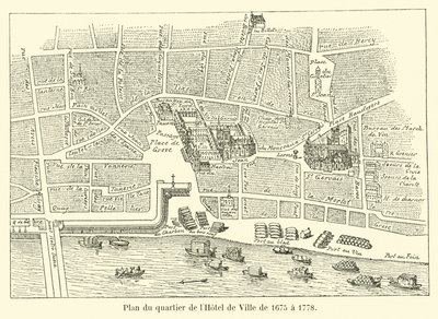 Plan des Viertels des Hotel de Ville von 1675 bis 1778 von French School