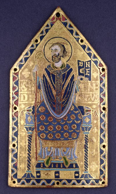 Plakette mit Bild des Hl. Benedikt von French School