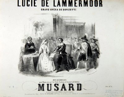 Spielplan für die Oper Lucie de Lammermoor von Gaetano Donizetti (1797-1848), gedruckt von Bertauts von French School