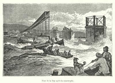 Tay-Brücke nach der Katastrophe (Gravur) von French School