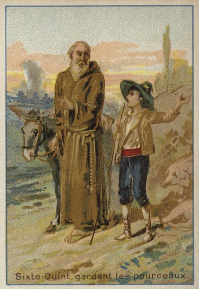 Papst Sixtus V. als Kind, wie er eine Schweineherde hütet von French School
