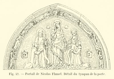 Portal von Nicolas Flamel, Detail des Tympanons der Tür von French School