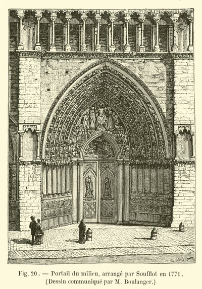 Mittleres Portal, arrangiert von Soufflot 1771, Zeichnung von M. Boulanger von French School