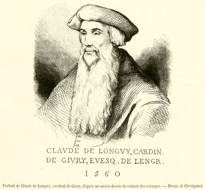 Porträt von Claude de Longwy, Kardinal von Givry (Gravur) von French School
