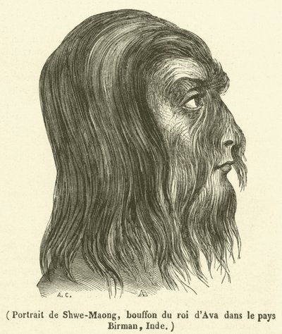 Porträt von Shwe-Maong, Hofnarr des Königs von Ava in Birma, Indien von French School
