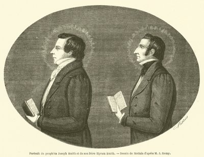 Porträt des Propheten Joseph Smith und seines Bruders Hyram Smith (Gravur) von French School