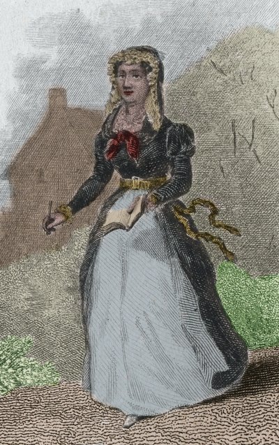 Porträt von Adelaide-Gillette Dufrenoy, französische Dichterin. Gravur von 1876 von French School